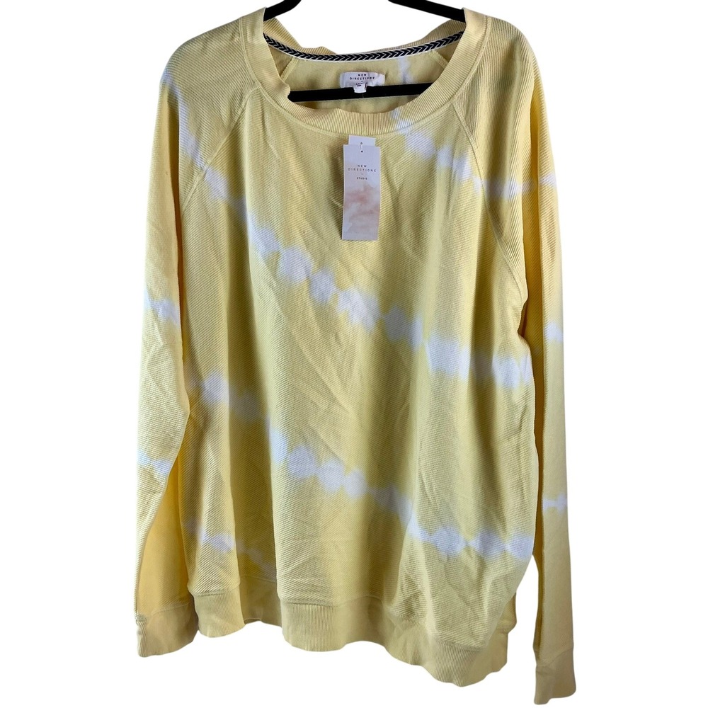 NWT  New Directions Studio Women's XXL Yellow Tie‎ Dye Long Sleeve Sweatshirt